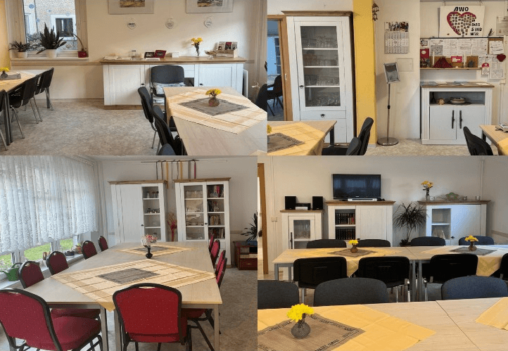 Collage aus verschiedenen Räumen und Möbeln