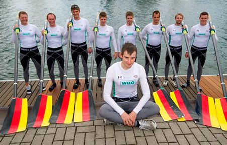 Steuermann Martin Sauer lenkt den Achter zu Gold